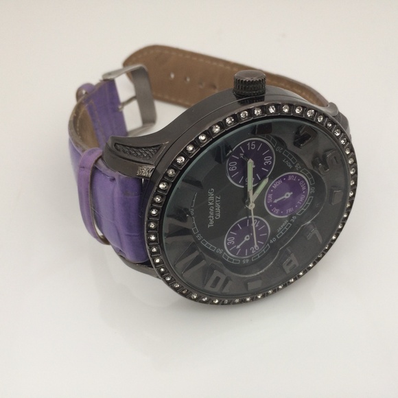 Techno Master Men Watch Purple Band Analog Wrist - Picture 6 of 8